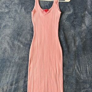 Hera Collection Blush Ribbed Midi Dress